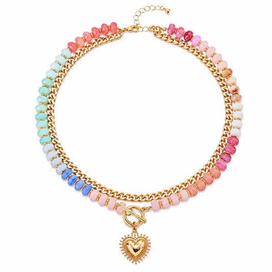 🍬🌺 Dopamine Heart Layered Necklace – Made for Summer, Sunshine & Compliments