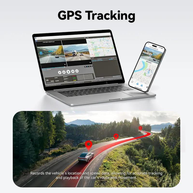 Dashcam records both front and rear cameras