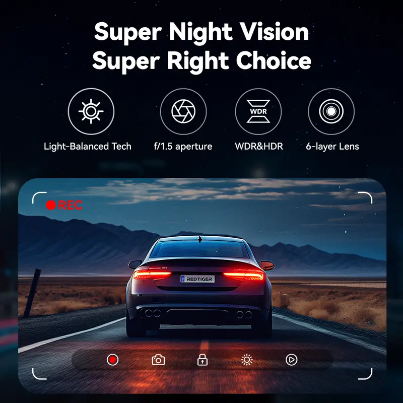 Dashcam records both front and rear cameras