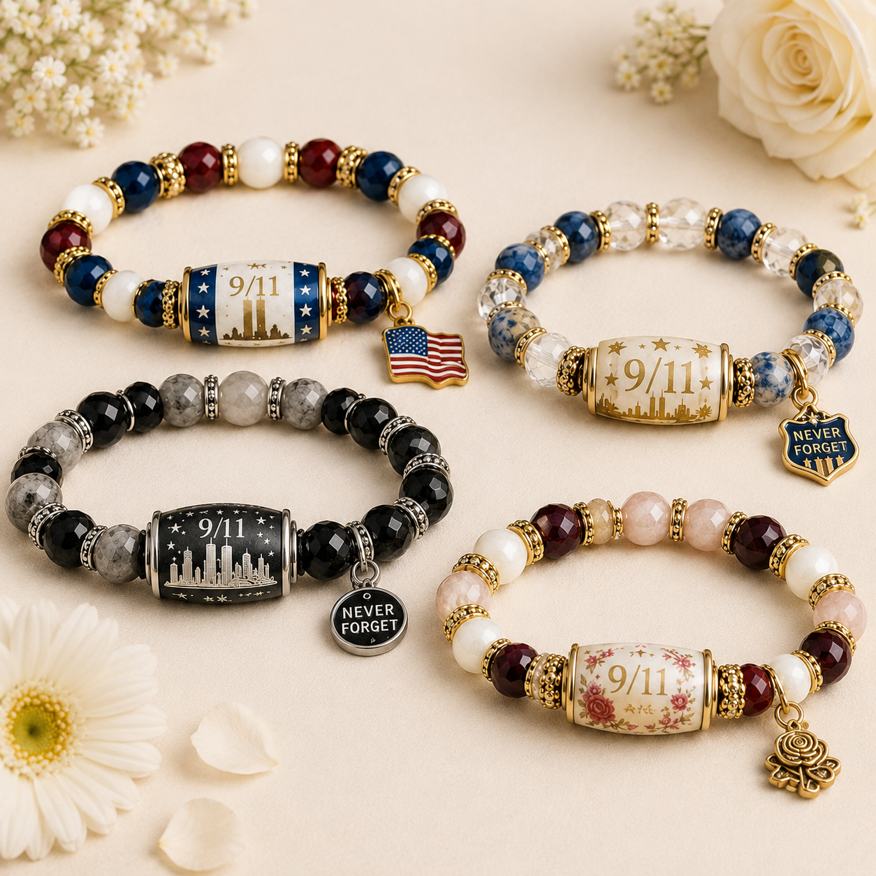 💖🎁9/11 Never Forget Commemorative Bracelet – 25th Anniversary Limited Edition