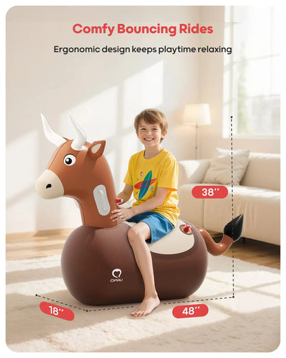 🐂QPAU Kids Bouncing Bull Ride-On Toy