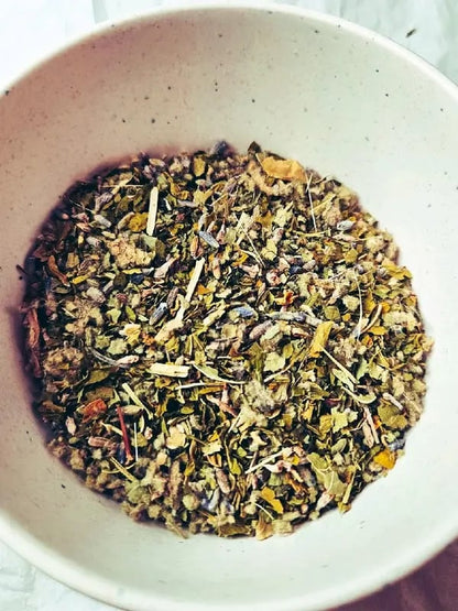 Restful Mind: Herbal Tea Blend for Nighttime Overthinkers (Caffeine-Free) Organic Herbal Traditional Loose Leaf Tea for Mental Relaxation, Rest, & Respiratory Support with Passionflower, Skullcap, Lavender, Mullein