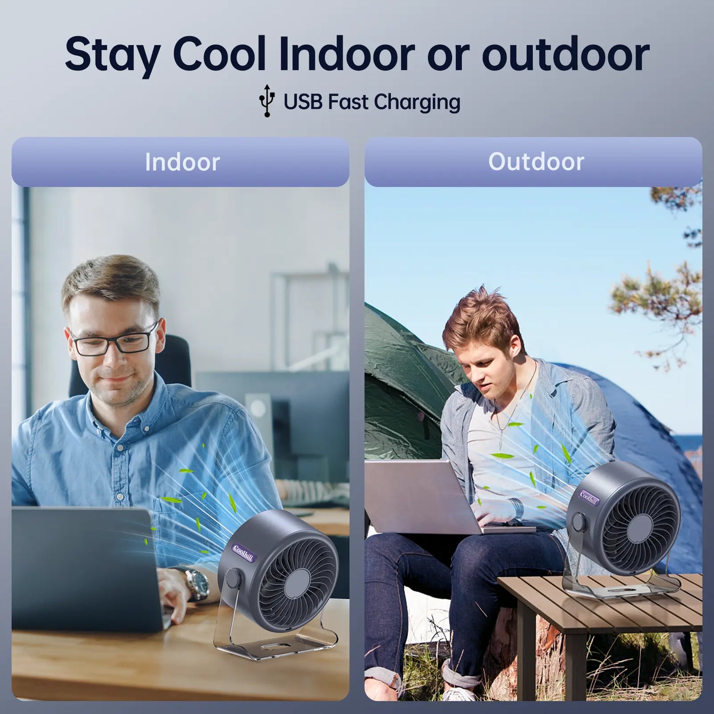 Portable Turbo Desk Fan | 100-Speed Rechargeable Quiet Cooling Fan with Digital Display