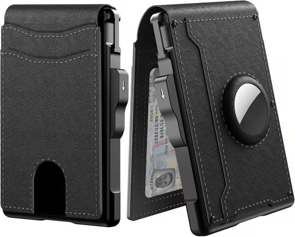 🔥Last Day Promotion 49% OFF--Men's Simple Bifold Wallet- with Pop Up Aluminum Case Money Clip Slim Leather Slots Credit Card Holder RFID Blocking Bifold Minimalist Wallet(🎁Perfect Gift)