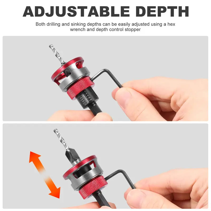 Countersink Drill Bit Set with Depth Stop 4PCS