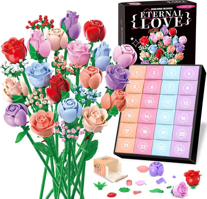🌹2025-24 Days Flower Bouquet Christmas Countdown Advent Calendar