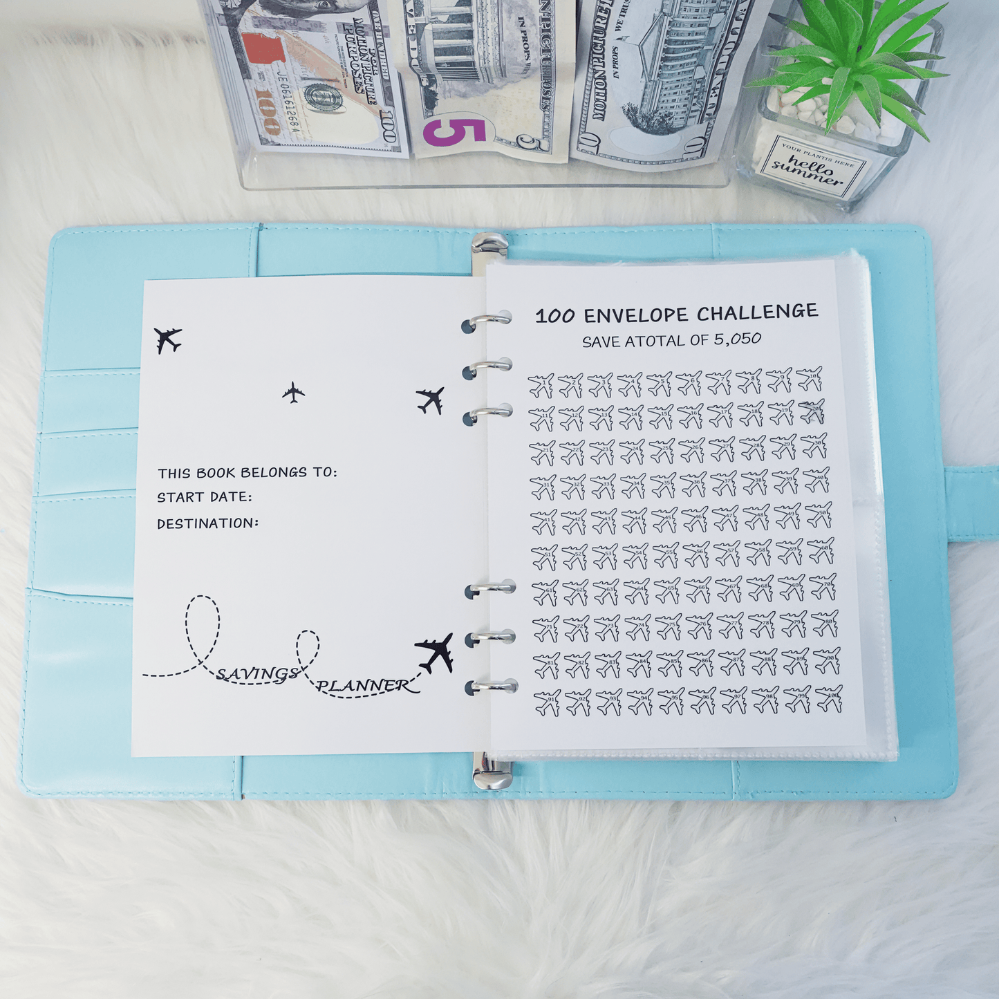 Custom name 100 Envelope Challenge Leather Binder-Easy And fun Way To Save $5,050🔥