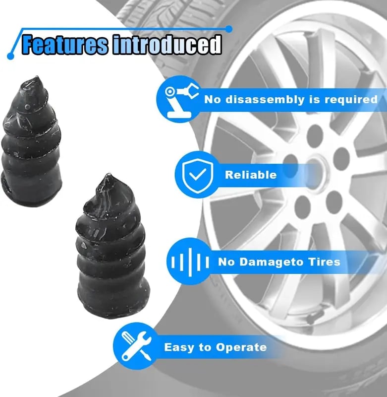 🔥Hot Sale 49% OFF🔥tire repair screw plugs, self-service tire repair vacuum rubber nail kit, suitable for quick repair of car/motorcycle/truck/tractor tires.