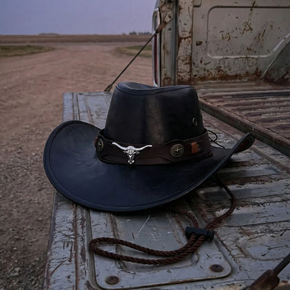🔥Last Day 60% OFF - 🤠Daisy’s Premium Handcrafted Leather Cattleman Hat – Authentic Western Outback Style🌵