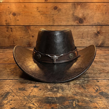 🔥Last Day 60% OFF - 🤠Daisy’s Premium Handcrafted Leather Cattleman Hat – Authentic Western Outback Style🌵