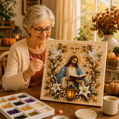 🌟Jesus Wall Art DIY Kit – Turn Tiny Pearls into Spooky-Cute Magic