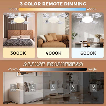 🌀 E27 Ceiling Fan Light | Silent LED with Remote