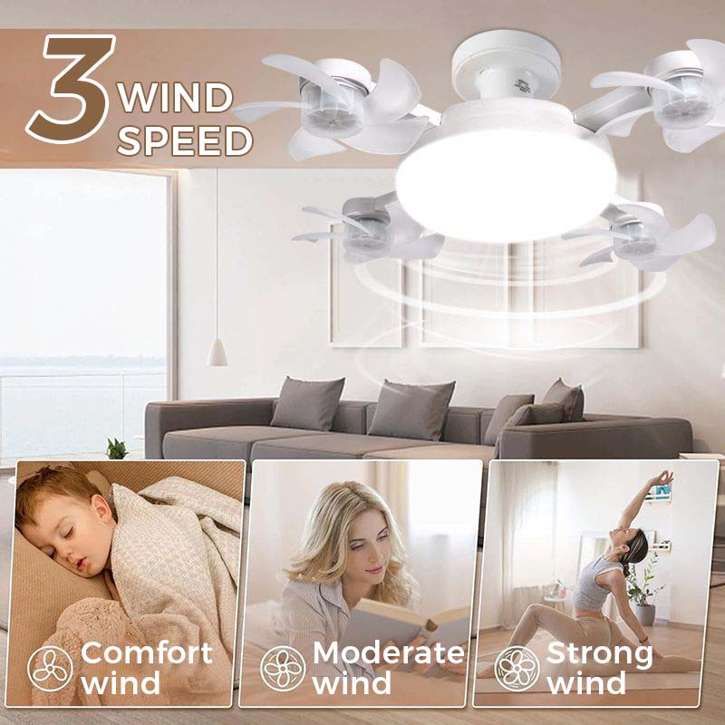 🌀 E27 Ceiling Fan Light | Silent LED with Remote