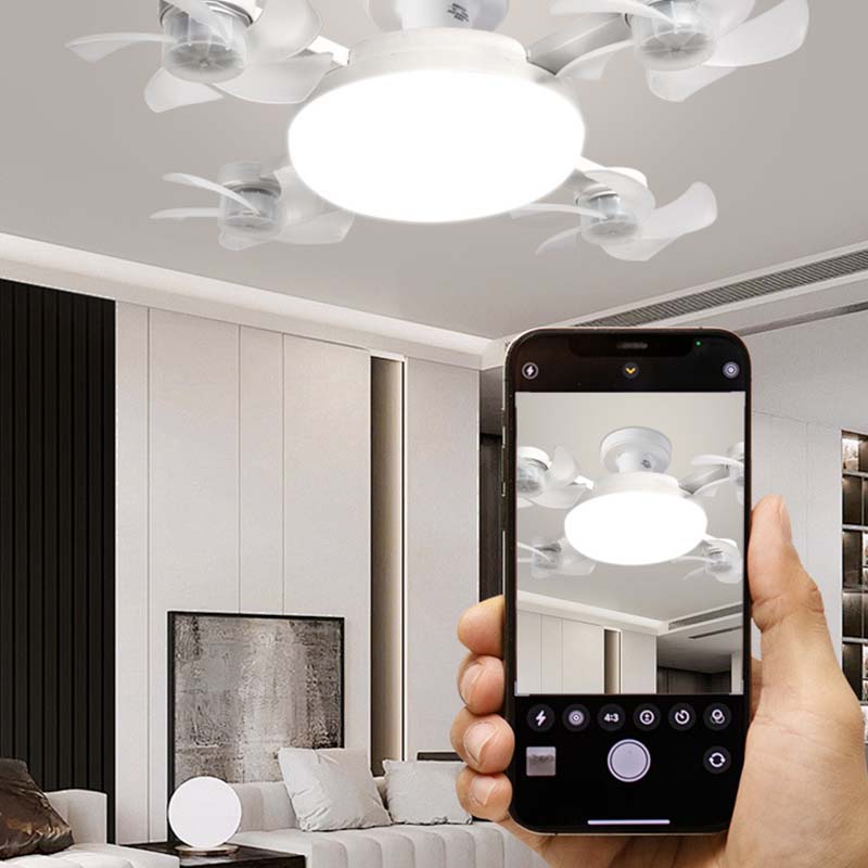 🌀 E27 Ceiling Fan Light | Silent LED with Remote