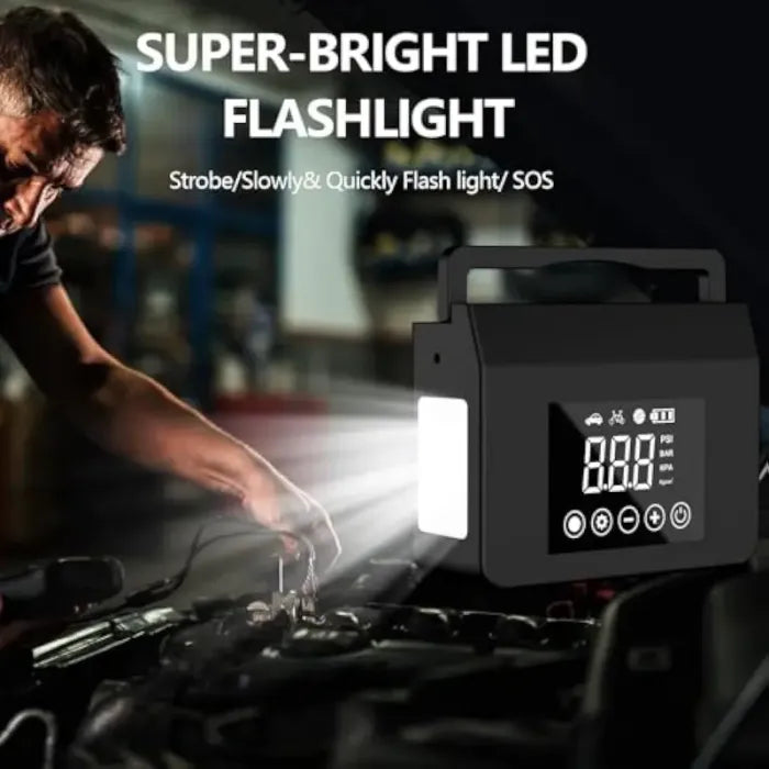 Portable Car Jump Starter with Air Compressor,4000A Car Battery Jump Starter (ALL Gas/7.0L Diesel) with 150PSI Tire Inflator, 12V Car Battery Jump Power,15000mAh Power Bank With LED Light